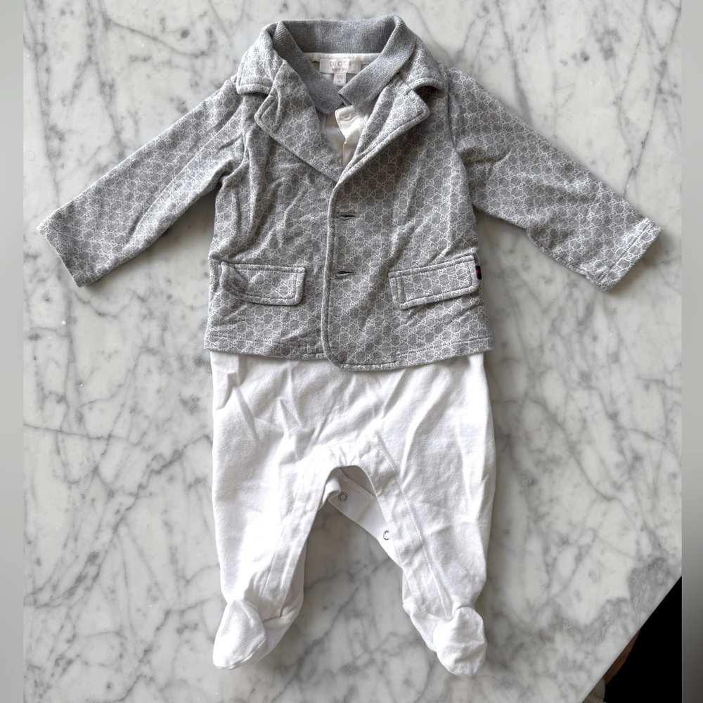 Gucci romper, built in blazer either footie onesie